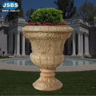 Antique Floral Marble Planter, JS-P218